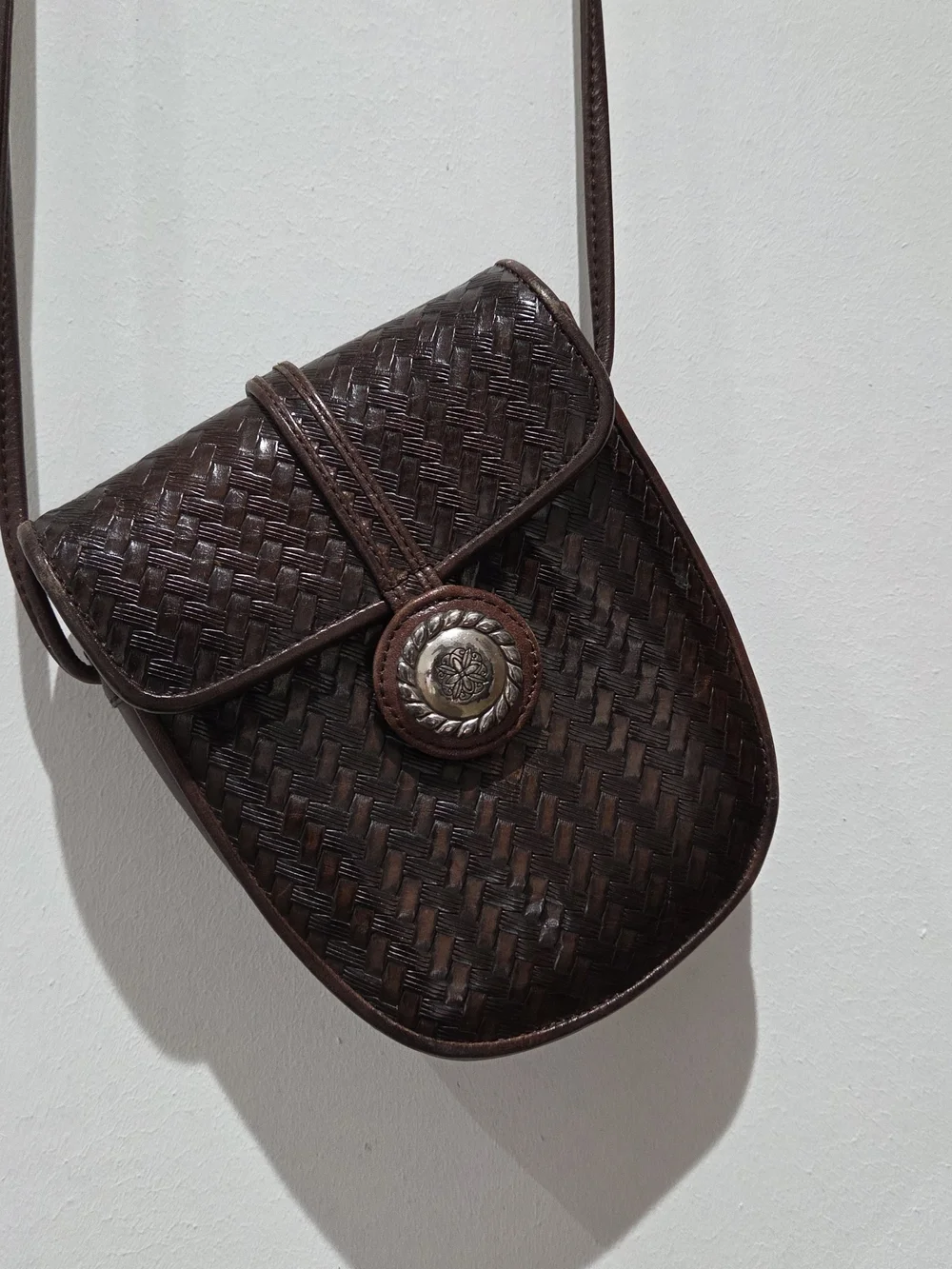 Classic Brown Woven Crossbody Bag